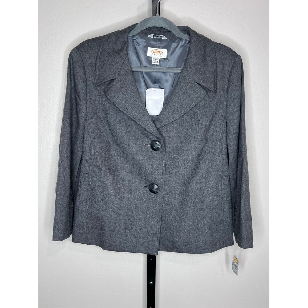 Talbots Petites Gray Wool Blazer Jacket NWT Size 16P Career Office